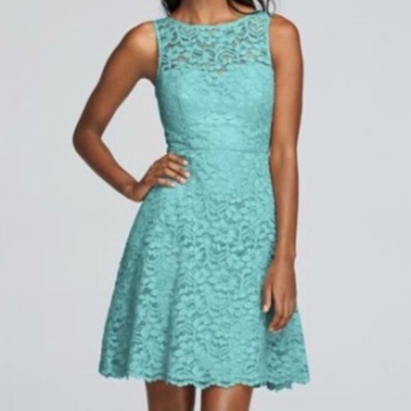 Davids Bridal Dress Women 8 Sleeveless Lace Wedding Formal Party Prom Bridesmaid - Picture 2 of 12